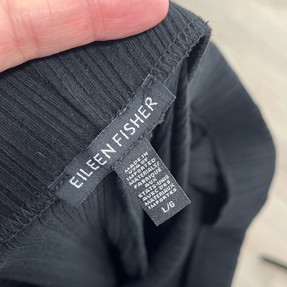 Eileen Fisher Women's Tencel Blend Textured Rib Wide Leg Crop Pant Black Large - Picture 6 of 7